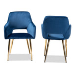 Load image into Gallery viewer, Baxton Studio Germaine Glam And Luxe Navy Blue Velvet Fabric Upholstered Gold Finished 2-Piece Metal Dining Chair Set
