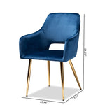 Load image into Gallery viewer, Baxton Studio Germaine Glam And Luxe Navy Blue Velvet Fabric Upholstered Gold Finished 2-Piece Metal Dining Chair Set
