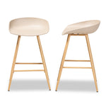 Load image into Gallery viewer, Baxton Studio Mairi Modern And Contemporary Beige Plastic And Wood Finished 2-Piece Counter Stool Set
