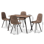 Load image into Gallery viewer, Baxton Studio Filicia Modern Transitional Grey Faux Leather Effect Fabric Upholstered And Black Metal 5-Piece Dining Set
