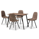 Load image into Gallery viewer, Baxton Studio Filicia Modern Transitional Grey Faux Leather Effect Fabric Upholstered And Black Metal 5-Piece Dining Set
