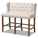 Load image into Gallery viewer, Baxton Studio Alira Modern And Contemporary Beige Fabric Upholstered Walnut Finished Wood Button Tufted Bar Stool Bench
