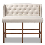 Load image into Gallery viewer, Baxton Studio Alira Modern And Contemporary Beige Fabric Upholstered Walnut Finished Wood Button Tufted Bar Stool Bench
