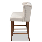 Load image into Gallery viewer, Baxton Studio Alira Modern And Contemporary Beige Fabric Upholstered Walnut Finished Wood Button Tufted Bar Stool Bench
