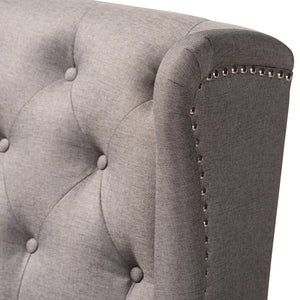 Baxton Studio Alira Modern And Contemporary Grey Fabric Upholstered Walnut Finished Wood Button Tufted Bar Stool Bench