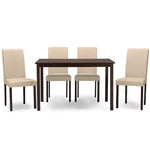 Load image into Gallery viewer, BAXTON STUDIO ANDREW CONTEMPORARY ESPRESSO WOOD BEIGE FABRIC 5 PC DINING SET
