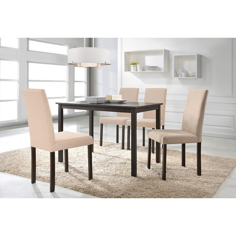 Baxton Studio Andrew Contemporary Espresso Wood Beige Fabric 5 Pc Dining Set