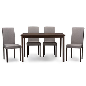 BAXTON STUDIO ANDREW CONTEMPORARY ESPRESSO WOOD GREY FABRIC 5PC DINING SET