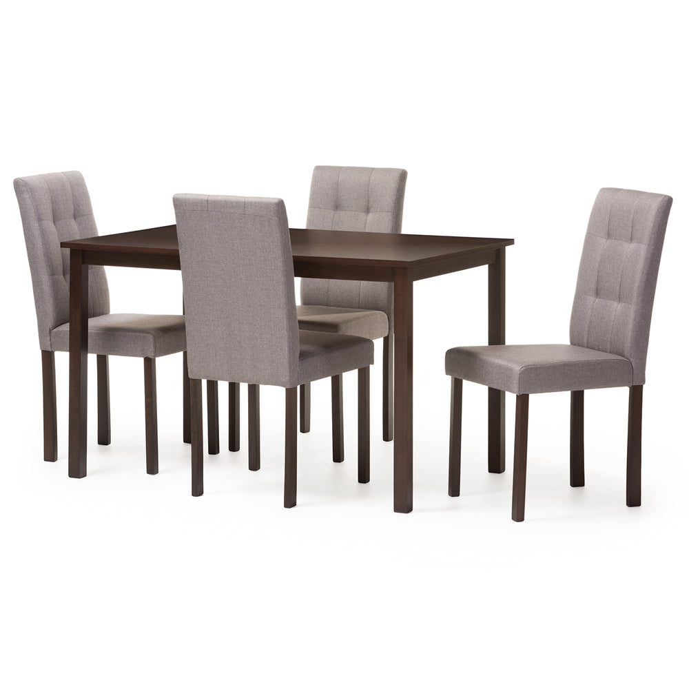 BAXTON STUDIO ANDREW MODERN AND CONTEMPORARY 5-PIECE GREY FABRIC UPHOLSTERED GRID-TUFTING DINING SET