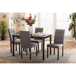 Load image into Gallery viewer, Baxton Studio Andrew Modern And Contemporary 5-Piece Grey Fabric Upholstered Grid-Tufting Dining Set
