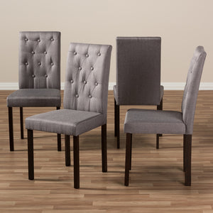 Baxton Studio Gardner Modern And Contemporary 5-Piece Dark Brown Finished Grey Fabric Upholstered Dining Set