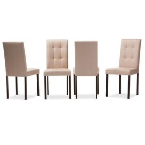 BAXTON STUDIO ANDREW MODERN AND CONTEMPORARY BEIGE FABRIC UPHOLSTERED GRID-TUFTING DINING CHAIR