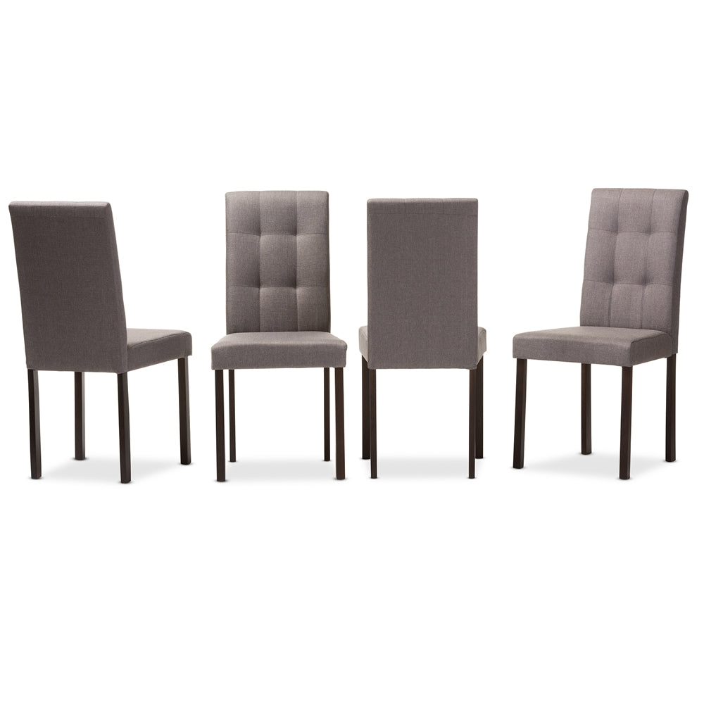 BAXTON STUDIO ANDREW MODERN AND CONTEMPORARY GREY FABRIC UPHOLSTERED GRID-TUFTING DINING CHAIR