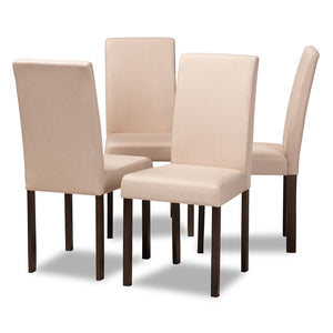 Baxton Studio Andrew Contemporary Espresso Wood Beige Fabric Dining Chair (Set Of 4)