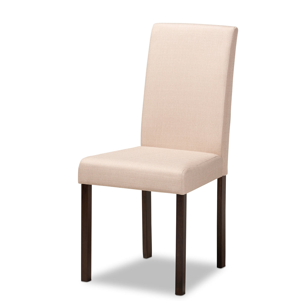 BAXTON STUDIO ANDREW CONTEMPORARY ESPRESSO WOOD BEIGE FABRIC DINING CHAIR (SET OF 4)