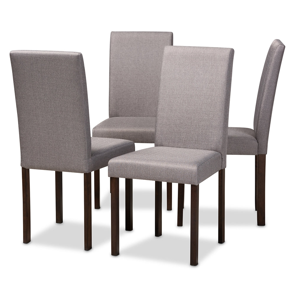 Baxton Studio Andrew Contemporary Espresso Wood Grey Fabric Dining Chair (Set Of 4)