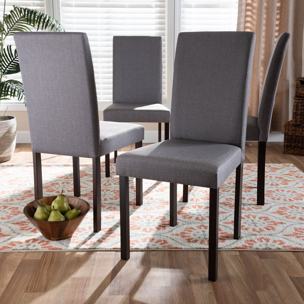 Baxton Studio Andrew Contemporary Espresso Wood Grey Fabric Dining Chair (Set Of 4)