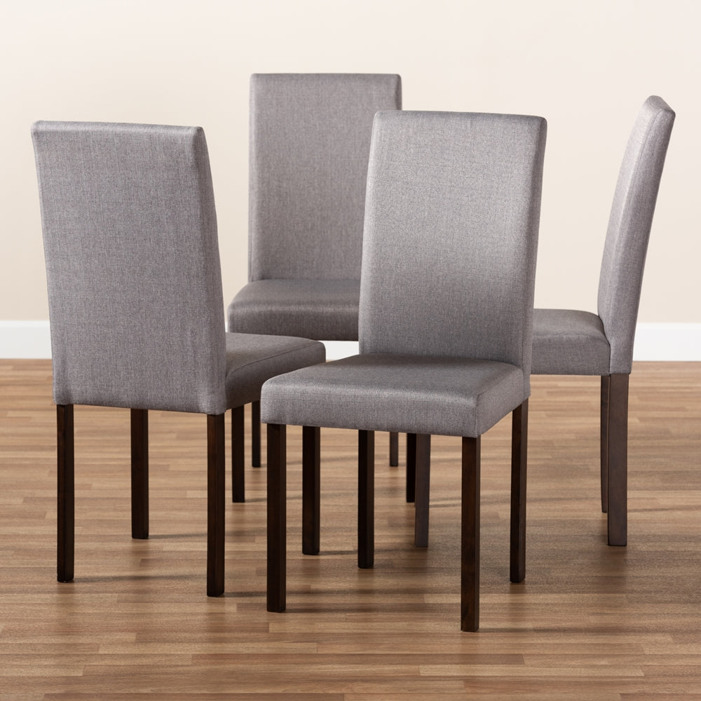 Baxton Studio Andrew Contemporary Espresso Wood Grey Fabric Dining Chair (Set Of 4)