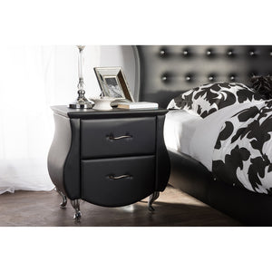 Baxton Studio Erin Modern And Contemporary Black Faux Leather Upholstered Nightstand