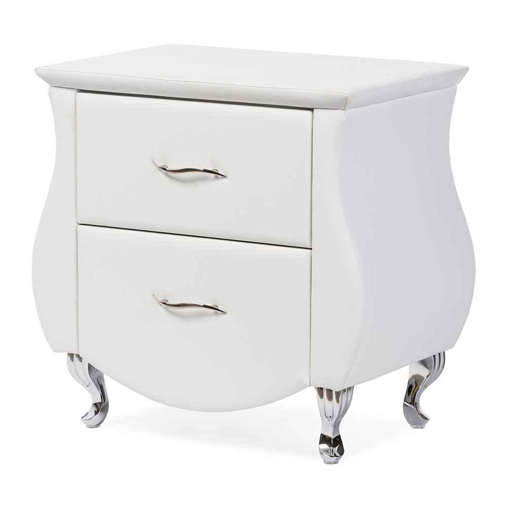 Baxton Studio Erin Modern And Contemporary White Faux Leather Upholstered Nightstand