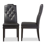 Load image into Gallery viewer, Baxton Studio Dylin Modern And Contemporary Black Faux Leather Button-Tufted Nail Heads Trim Dining Chair
