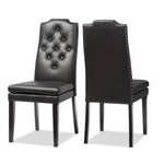 Load image into Gallery viewer, Baxton Studio Dylin Modern And Contemporary Black Faux Leather Button-Tufted Nail Heads Trim Dining Chair
