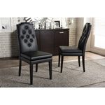 Load image into Gallery viewer, Baxton Studio Dylin Modern And Contemporary Black Faux Leather Button-Tufted Nail Heads Trim Dining Chair
