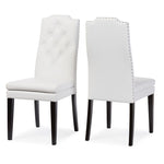 Load image into Gallery viewer, Baxton Studio Dylin Modern And Contemporary White Faux Leather Button-Tufted Nail Heads Trim Dining Chair
