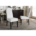 Load image into Gallery viewer, Baxton Studio Dylin Modern And Contemporary White Faux Leather Button-Tufted Nail Heads Trim Dining Chair
