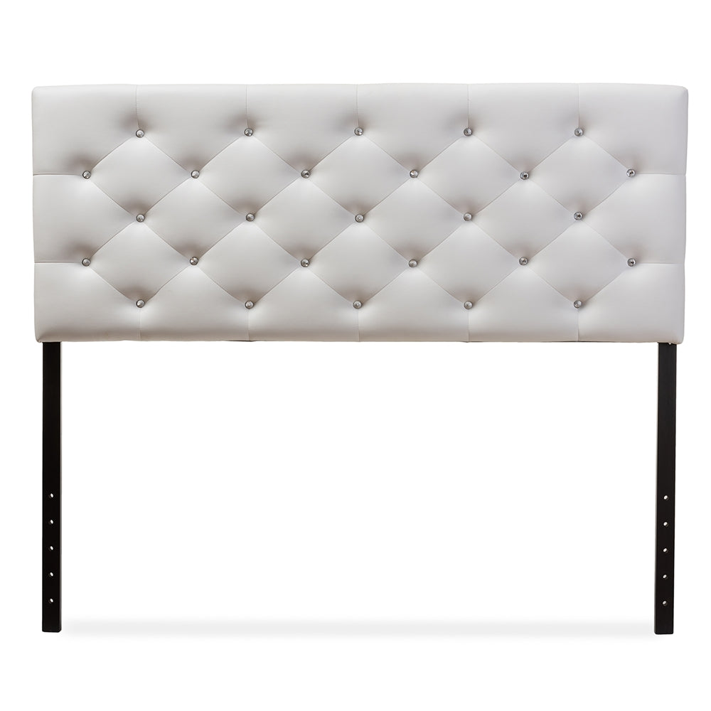 BAXTON STUDIO VIVIANA MODERN AND CONTEMPORARY WHITE FAUX LEATHER UPHOLSTERED BUTTON-TUFTED QUEEN SIZE HEADBOARD