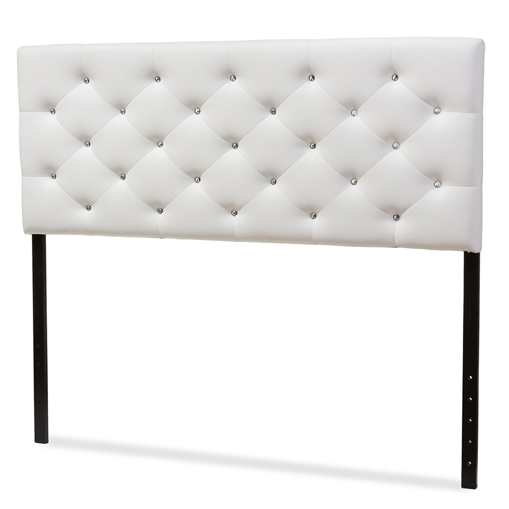 Baxton Studio Viviana Modern And Contemporary White Faux Leather Upholstered Button-Tufted Queen Size Headboard