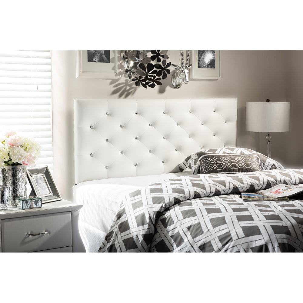 Baxton Studio Viviana Modern And Contemporary White Faux Leather Upholstered Button-Tufted Queen Size Headboard