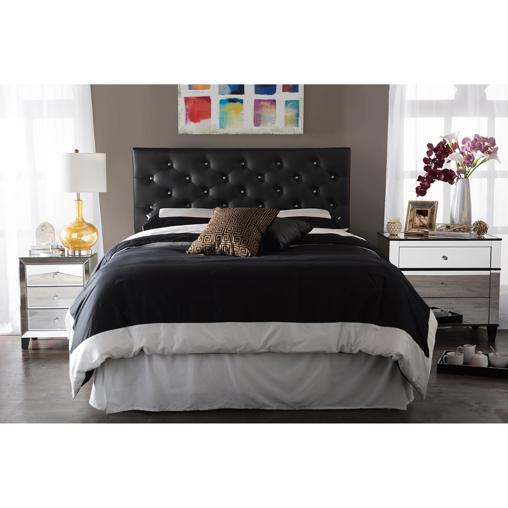 Baxton Studio Viviana Modern and Contemporary Faux Leather Upholstered Button-tufted Headboard