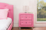 Load image into Gallery viewer, Baxton Studio Stella Crystal Tufted Pink Leather Modern Nightstand
