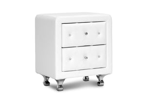 Baxton Studio Stella Crystal Tufted Upholstered Modern Nightstand