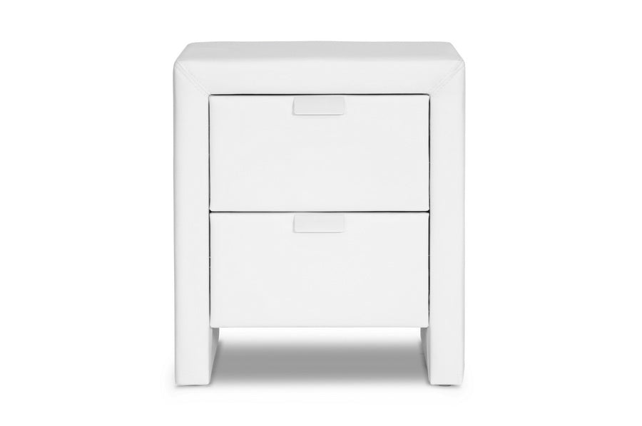 Baxton Studio Frey White Upholstered Modern Nightstand