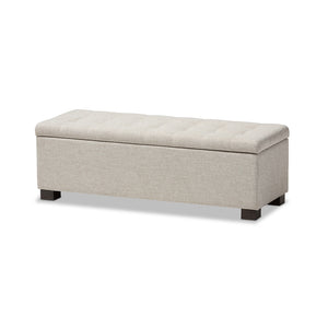 Baxton Studio Roanoke Modern and Contemporary Fabric Upholstered Grid-Tufting Storage Ottoman Bench