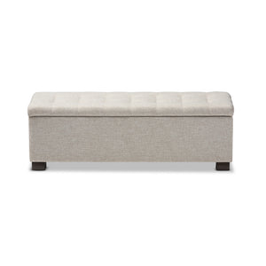 Baxton Studio Roanoke Modern and Contemporary Fabric Upholstered Grid-Tufting Storage Ottoman Bench