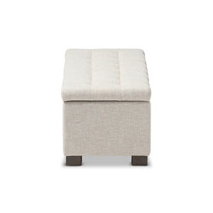 Baxton Studio Roanoke Modern and Contemporary Fabric Upholstered Grid-Tufting Storage Ottoman Bench