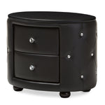 Load image into Gallery viewer, Baxton Studio Davina Hollywood Glamour Style Oval 2-drawer  Faux Leather Upholstered Nightstand
