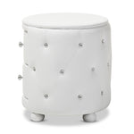 Load image into Gallery viewer, Baxton Studio Davina Hollywood Glamour Style Oval 2-Drawer White Faux Leather Upholstered Nightstand
