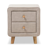 Load image into Gallery viewer, Baxton Studio Jonesy Mid-Century Beige Linen Upholstered 2-Drawer Nightstand
