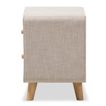 Load image into Gallery viewer, Baxton Studio Jonesy Mid-Century Beige Linen Upholstered 2-Drawer Nightstand
