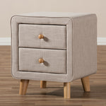 Load image into Gallery viewer, Baxton Studio Jonesy Mid-Century Beige Linen Upholstered 2-Drawer Nightstand
