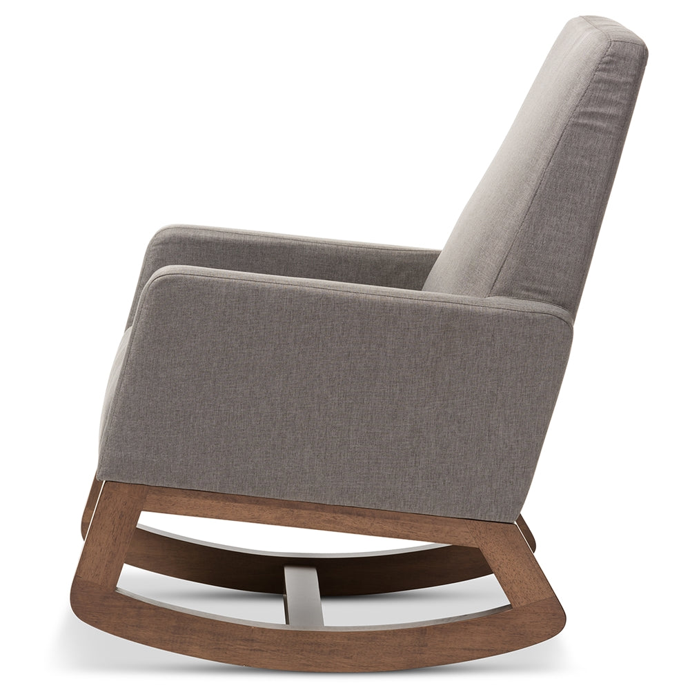 Baxton Studio Yashiya Mid-Century Retro Modern Grey Fabric Upholstered Rocking Chair