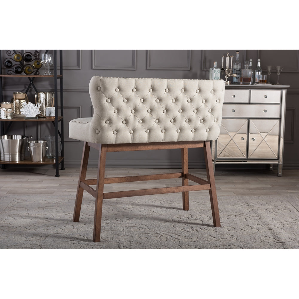 Baxton Studio Gradisca Modern And Contemporary Light Beige Fabric Button-Tufted Upholstered Bar Bench Banquette