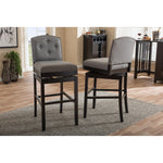 Load image into Gallery viewer, Baxton Studio Ginaro Modern And Contemporary Grey Fabric Button-Tufted Upholstered Swivel Bar Stool (Set Of 2)
