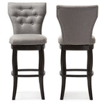 Load image into Gallery viewer, Baxton Studio Leonice Modern And Contemporary Grey Fabric Upholstered Button-Tufted 29-Inch 2-Piece Swivel Bar Stool Set
