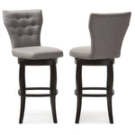 Load image into Gallery viewer, Baxton Studio Leonice Modern And Contemporary Grey Fabric Upholstered Button-Tufted 29-Inch 2-Piece Swivel Bar Stool Set
