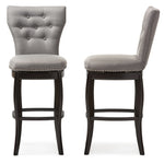 Load image into Gallery viewer, Baxton Studio Leonice Modern And Contemporary Grey Fabric Upholstered Button-Tufted 29-Inch 2-Piece Swivel Bar Stool Set
